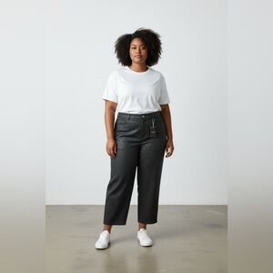 Flamingals Straight Leg Mid Waist  Cropped Stripe Barrel Stretchy Jeans Sz 4XL